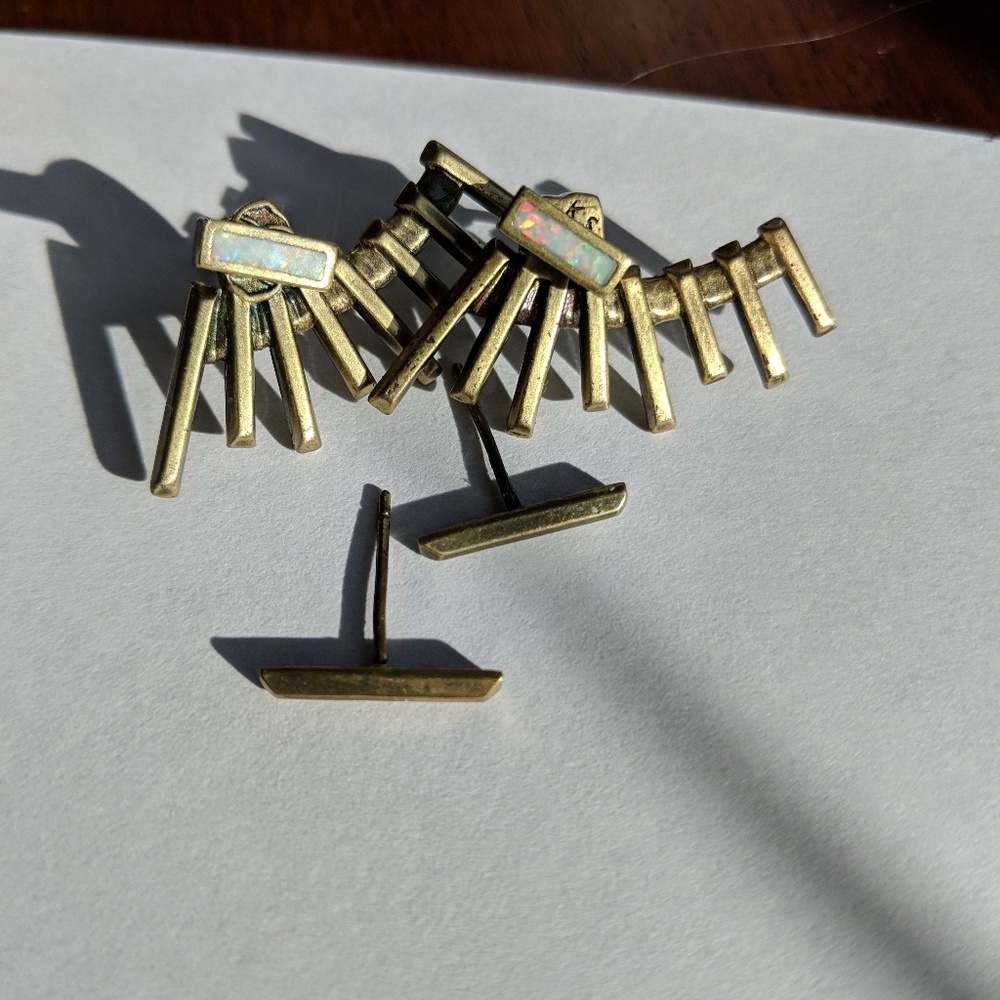 Brass ear climbers and stud set